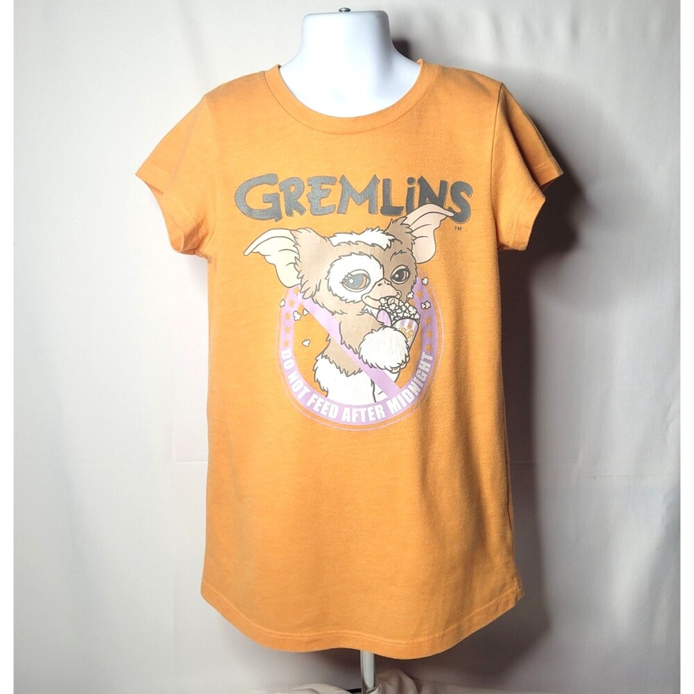 Gremlins Gizmo Popcorn Graphic Tee Orange Kids Size Medium